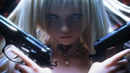 Fantasy girl with weapons wallpaper