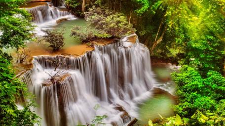 Serenity of Flowing Waterfalls wallpaper