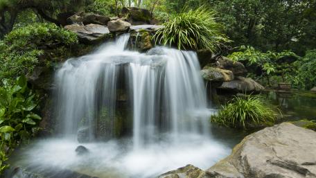 Serenity of Nature's Waterfall wallpaper