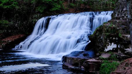 Serene Flow of Nature's Cascade wallpaper