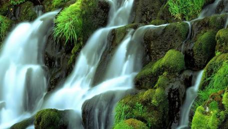 Serenity of Flowing Waterfalls wallpaper