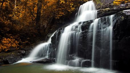 Autumn Serenity by the Waterfall wallpaper