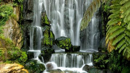 Serenity of a Majestic Waterfall wallpaper