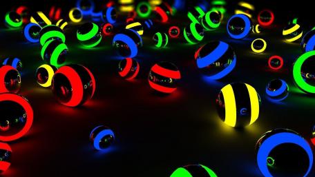 3D glowing billiard balls wallpaper