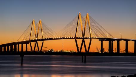 Stunning Bridge Illuminated at Dusk wallpaper