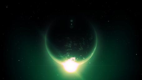 Mysterious Green Planet in Space wallpaper