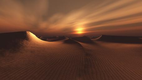 Golden Sunset Over Serene Desert Dunes wallpaper