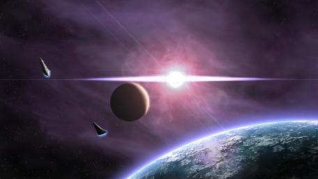 Spacecrafts at the moon wallpaper