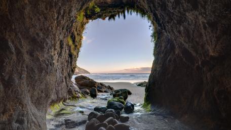 Seaside Archway at Dawn wallpaper