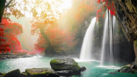 Waterfall at fall wallpaper
