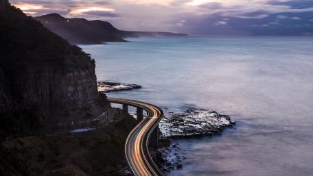 Serene Coastal Road at Dusk wallpaper