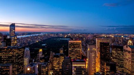 Beautiful City Skyline at Twilight wallpaper
