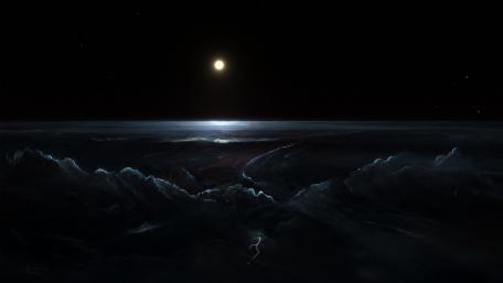 Celestial Serenity in Cosmic Darkness wallpaper