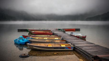 Boats tilt-shift photography wallpaper