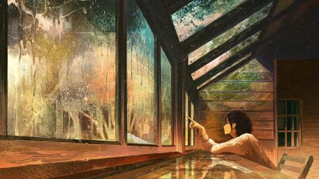 Rainy seasons anime scenery wallpaper