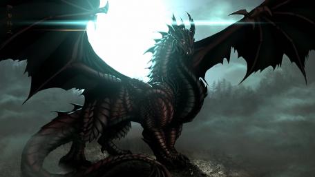 Dark Dragon Under Moonlight wallpaper