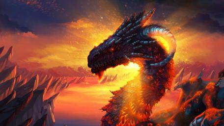 Majestic Dragon Amidst Fiery Skies wallpaper