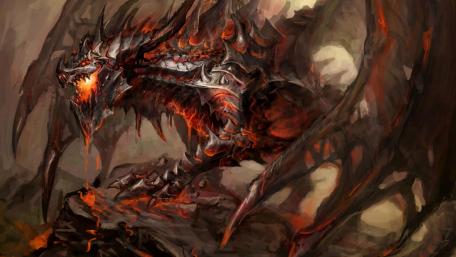 Fiery Dragon's Roar in Dystopian Realm wallpaper