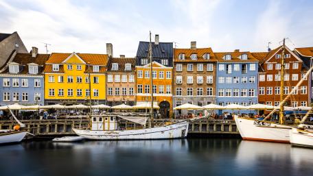 Charming Waterfront in Colorful Cityscape wallpaper