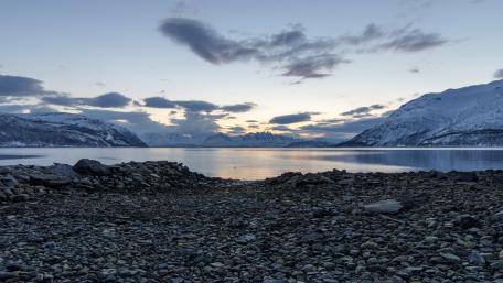 Serene Winter Landscape at Dusk wallpaper