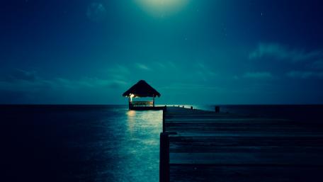 Moonlit Serenity at the Ocean Pier wallpaper