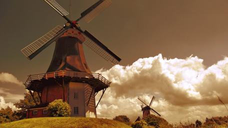 Windmills in the Dutch Countryside wallpaper