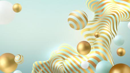 Elegant Golden Waves and Spheres Wallpaper wallpaper
