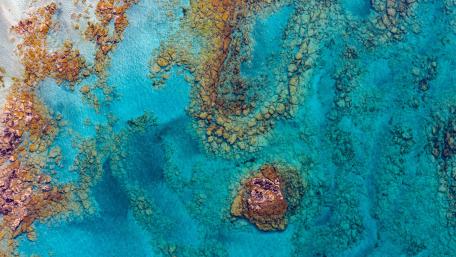 Aerial View of a Tranquil Seashore Scene wallpaper