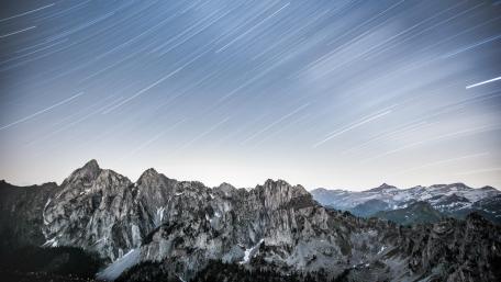 Majestic Mountain Star Trails Wallpaper wallpaper