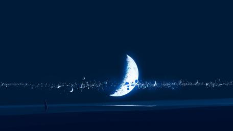 Celestial Dreams Beneath the Crescent Moon wallpaper