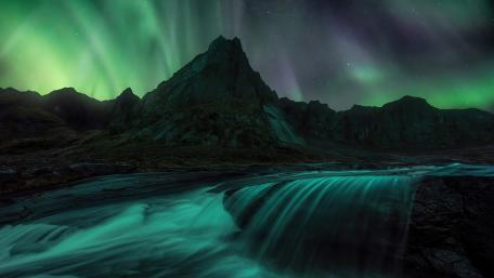 Lofoten polar lights wallpaper