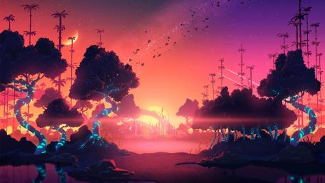 Pink digital landscape - Trillectro music festival wallpaper
