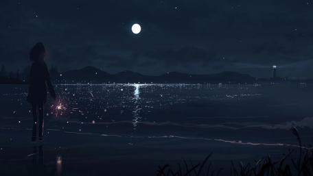 Moonlit Seaside Serenity wallpaper