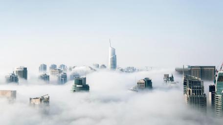 Almas Tower in the mist wallpaper