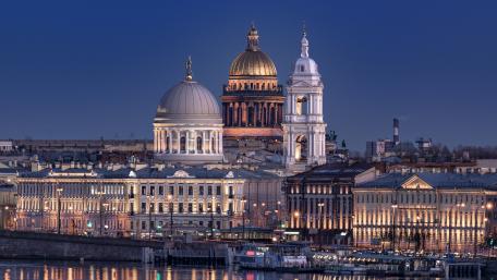 St. Isaac's Cathedral Illuminated at Night wallpaper