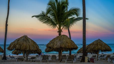 Tropical beach at dawn wallpaper