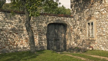 Charming Vintage City Gate Scene wallpaper
