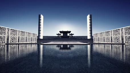 Serene Urban Reflection at Sunset wallpaper