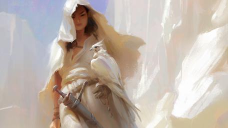 Mystic Warrior in a Desert Realm wallpaper