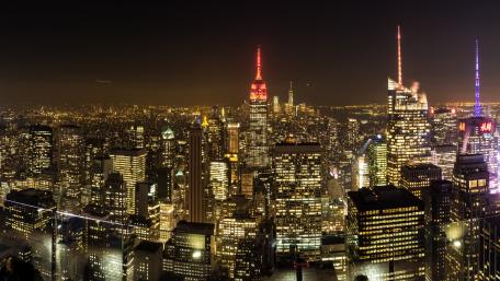 Vibrant Night Cityscape of New York City wallpaper