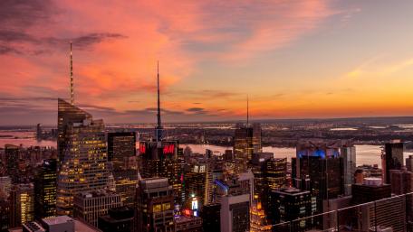 NYC pink skyline wallpaper