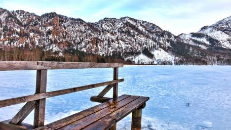 Serene Winter Landscape by the Frozen Lake wallpaper