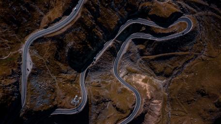 Winding Mountain Road in Aerial View wallpaper