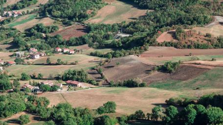 Serene Aerial View of Rolling Hills and Lush Countryside wallpaper