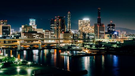 Stunning Night Metropolis Skyline View wallpaper