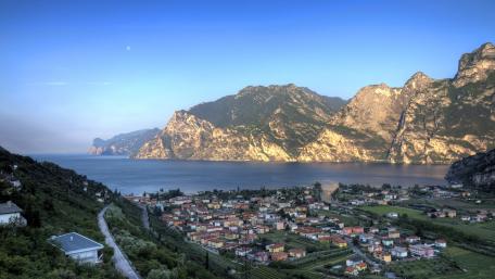 Scenic Bay View Over Charming Townscape wallpaper