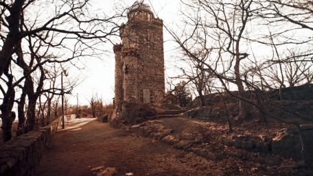 Mystical Tower Amidst Ancient Ruins wallpaper