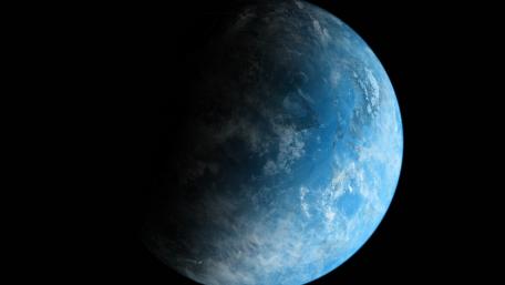 Blue Planet Glowing in Space Darkness wallpaper