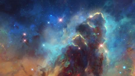 Vibrant Cosmic Nebula in a Starry Universe wallpaper
