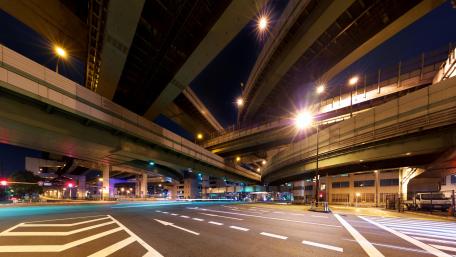 Junction Above Awaza Station at Night wallpaper